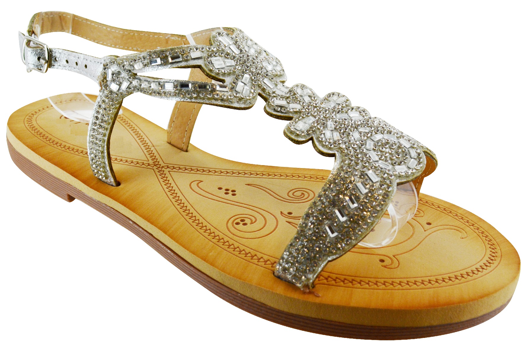LADIES WOMENS SUMMER DIAMANTE FLAT COMFORT FLAT HEEL SOFT SOLE SANDALS